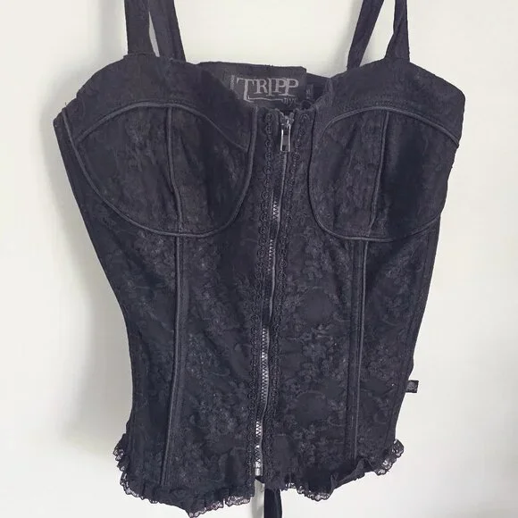 Tripp NYC Black Corset Lace Top Size XL - Picture 2 of 7